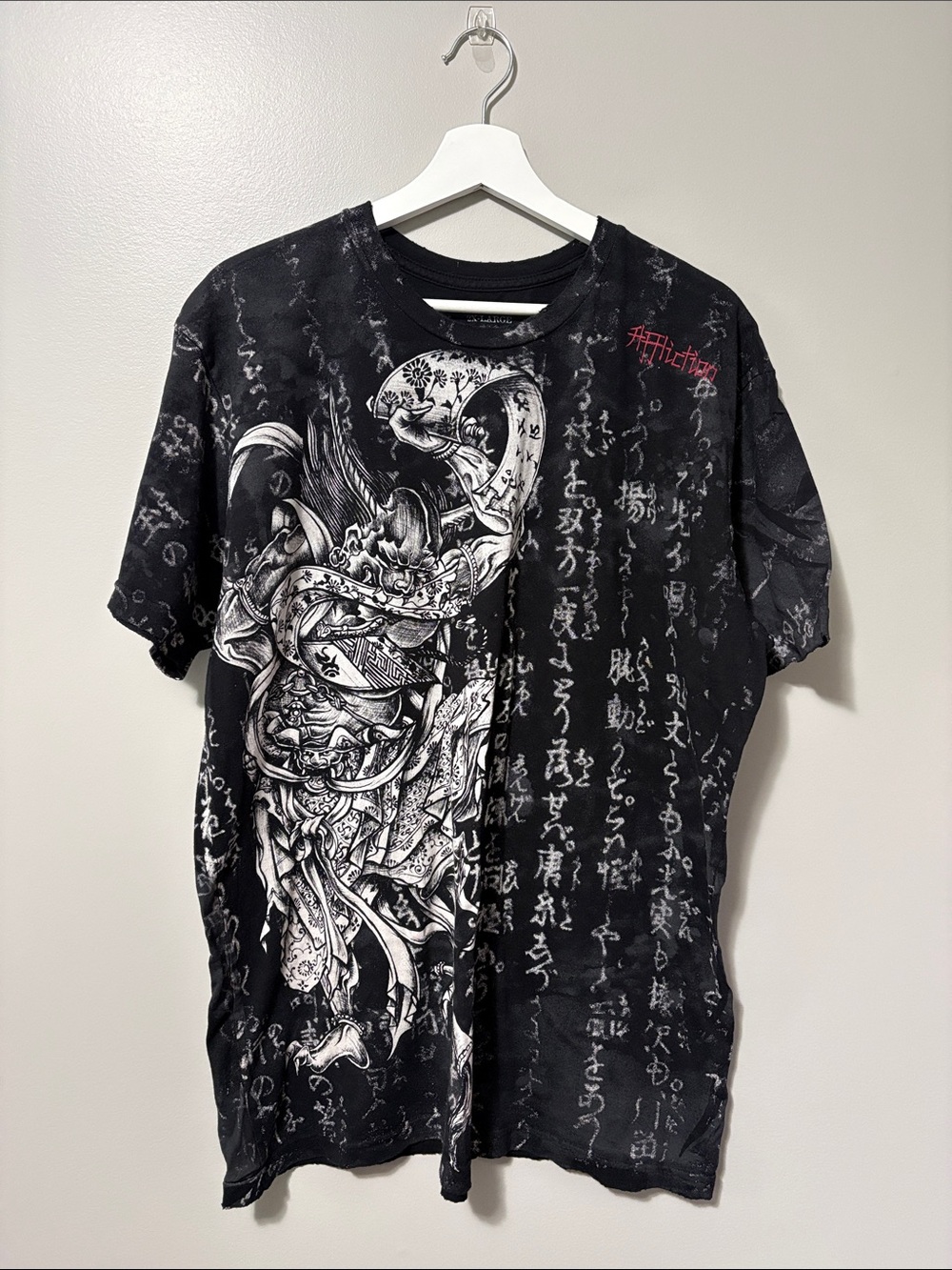 Affliction Heroes & Demons Samurai Graphic T-Shirt Black White Red